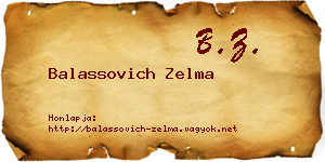 Balassovich Zelma névjegykártya
